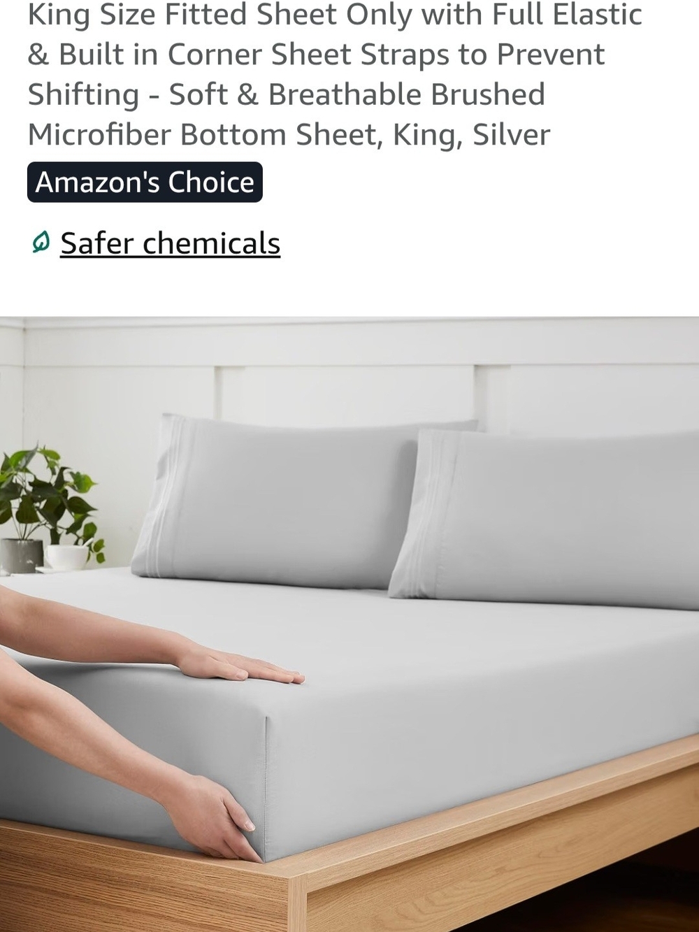 King Size Fitted Sheet - Silver/Light Gray